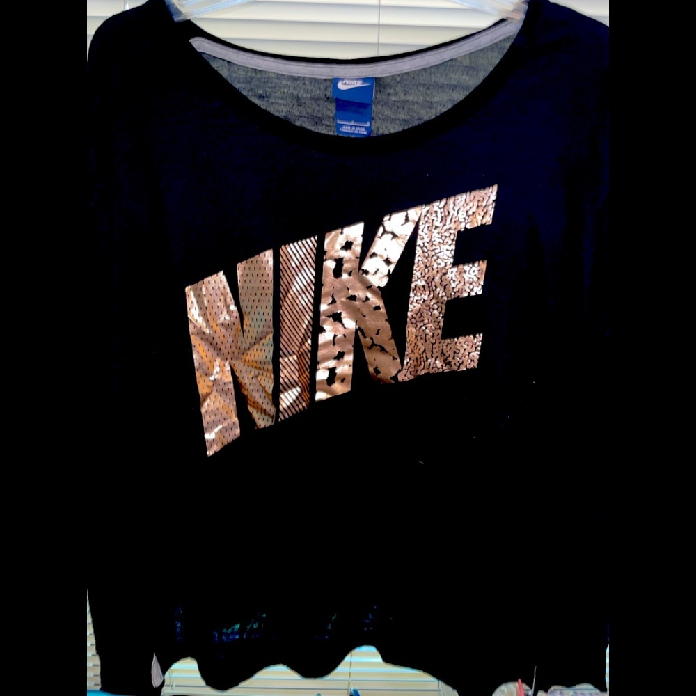 Nike Women's Black Sequin Logo Top